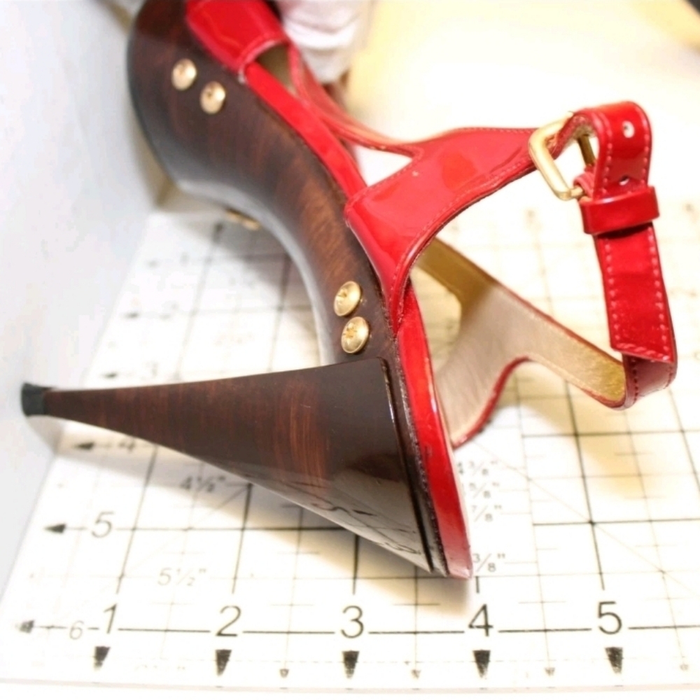Sale❗️Stuart Weitzman Blenny Womens 7.5 M Red Leather Platform Slingback Heels - Picture 14 of 16